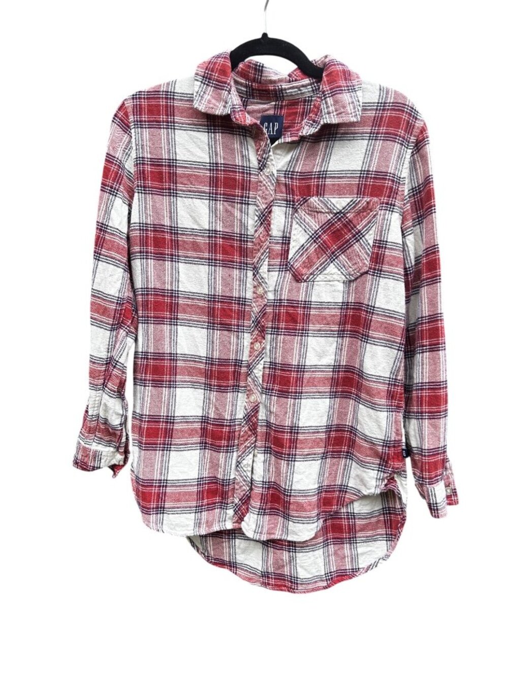 Gap Womens Small Plaid Long Sleeve Button Down Shirt Red/White 1986